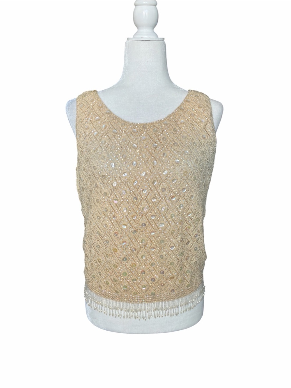 Vintage/antique cream beaded sleeveless sweater